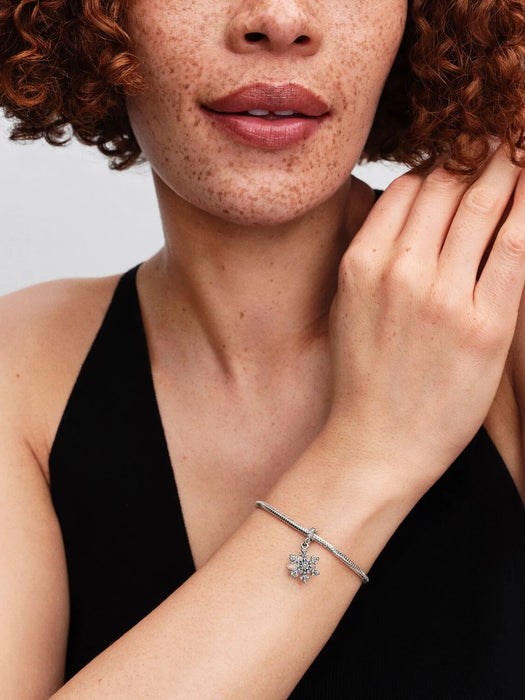 Pandora Opalescent Snowflake Double Dangle Charm Sterling Silver