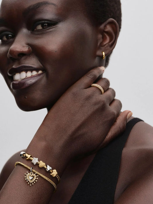 Pandora Radiant Heart Double Dangle Charm Sterling Silver And 14k Gold Plating