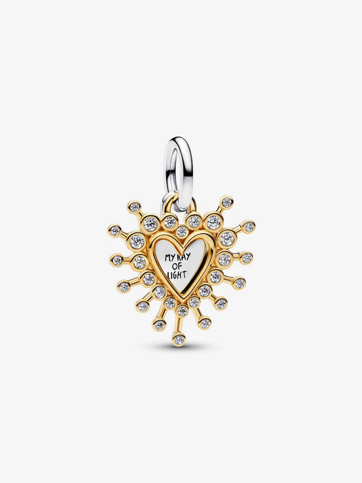 Pandora Radiant Heart Double Dangle Charm Sterling Silver And 14k Gold Plating