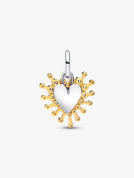 Pandora Radiant Heart Double Dangle Charm Sterling Silver And 14k Gold Plating