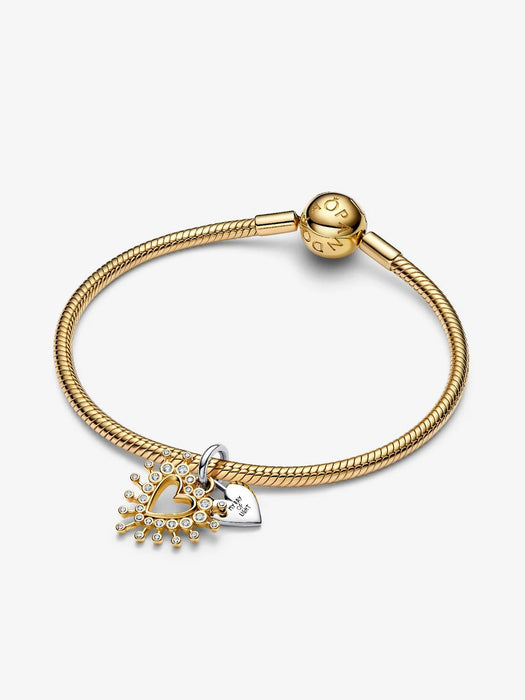 Pandora Radiant Heart Double Dangle Charm Sterling Silver And 14k Gold Plating