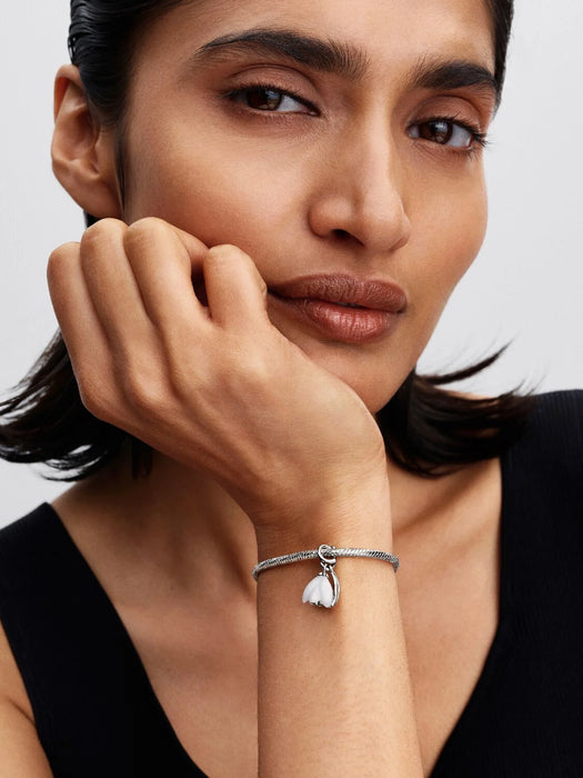 Pandora Snowdrop Flower Dangle Charm Sterling Silver