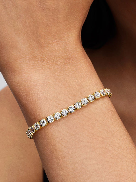 Pandora Sparkling Bold Tennis Bracelet 14k Gold Plating