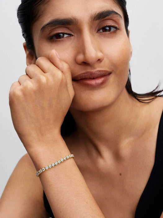 Pandora Sparkling Bold Tennis Bracelet 14k Gold Plating