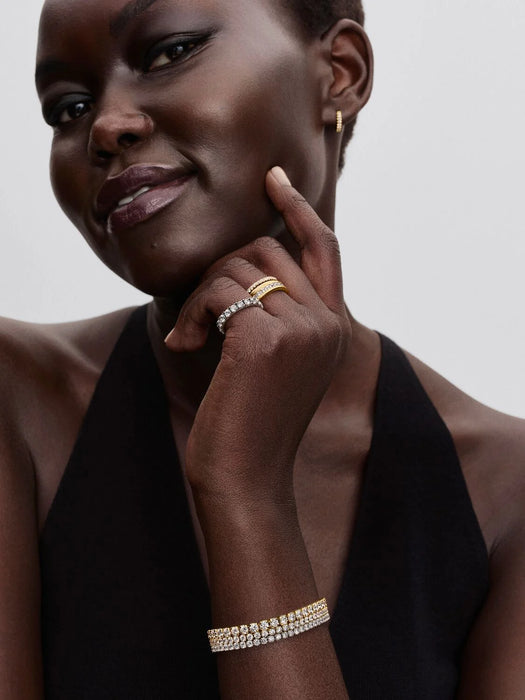 Pandora Sparkling Bold Tennis Bracelet 14k Gold Plating