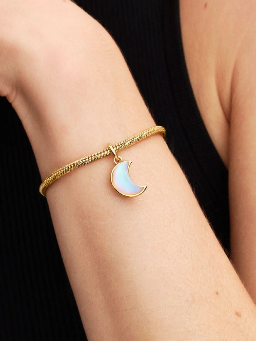 Pandora Sparkling Crescent Moon Dangle Charm 14k Gold Plating