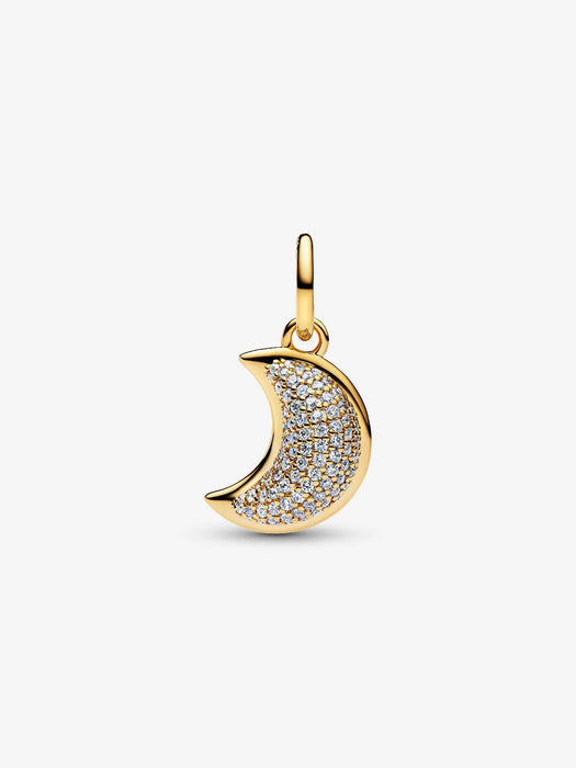 Pandora Sparkling Crescent Moon Dangle Charm 14k Gold Plating