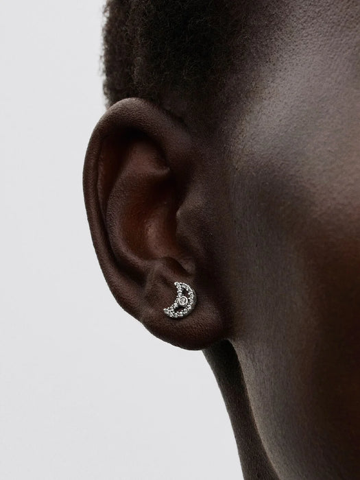 Pandora Sparkling Moon Stud Earrings Sterling Silver