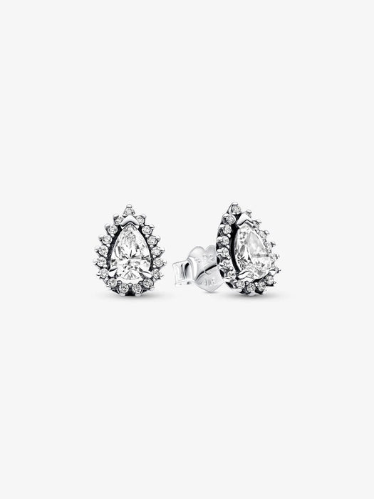 Pandora Sparkling Pear Halo Stud Earrings Sterling Silver