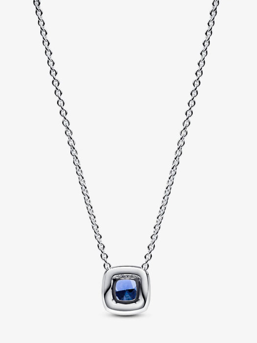Pandora Sparkling Square Blue Halo Pendant Necklace Sterling Silver
