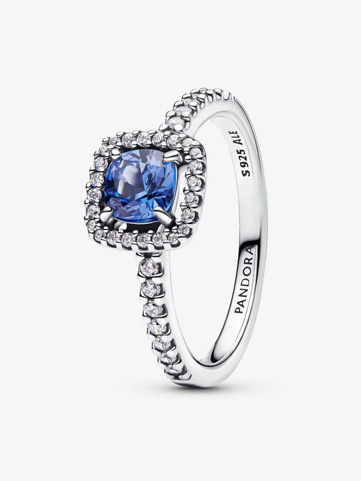 Pandora Sparkling Square Blue Halo Ring Sterling Silver