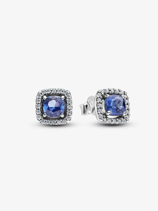 Pandora Sparkling Square Blue Halo Stud Earrings Sterling Silver