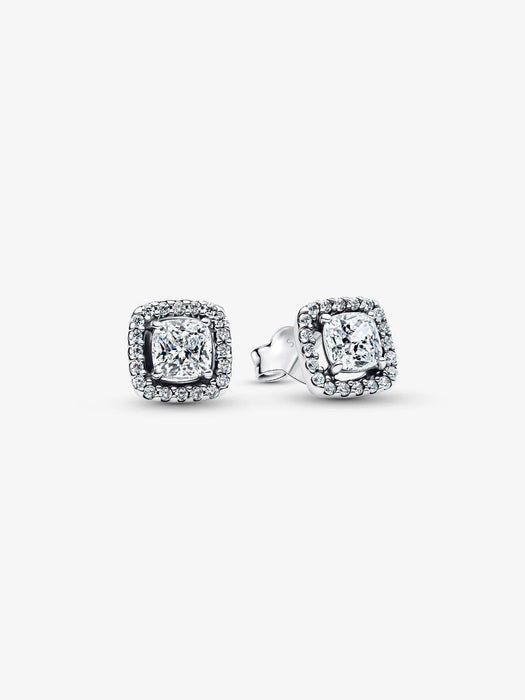 Pandora Square Halo Stud Earrings Sterling Silver