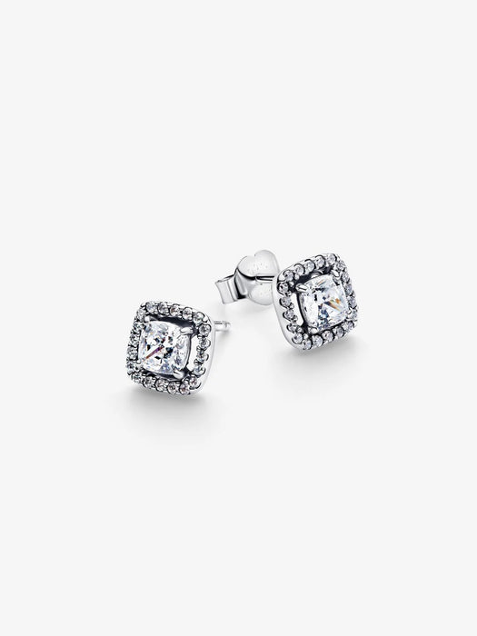 Pandora Square Halo Stud Earrings Sterling Silver