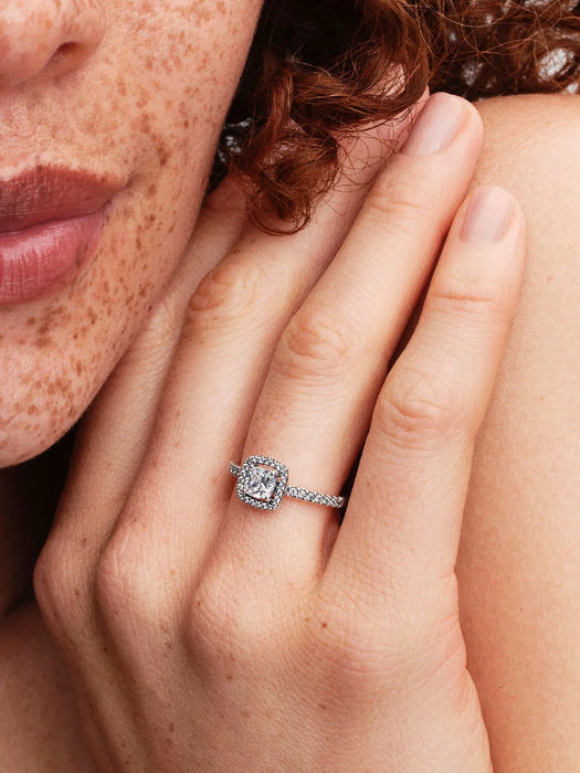 Pandora Sparkling Square Halo Ring Sterling Silver