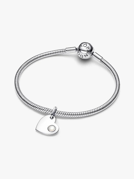 Pandora June Heart White Stone Dangle Charm Sterling Silver