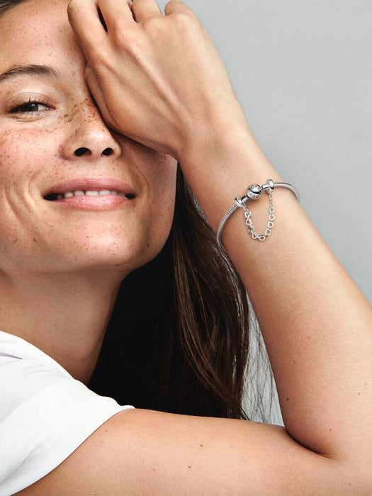 Pandora Linked Hearts Safety Chain Sterling Silver