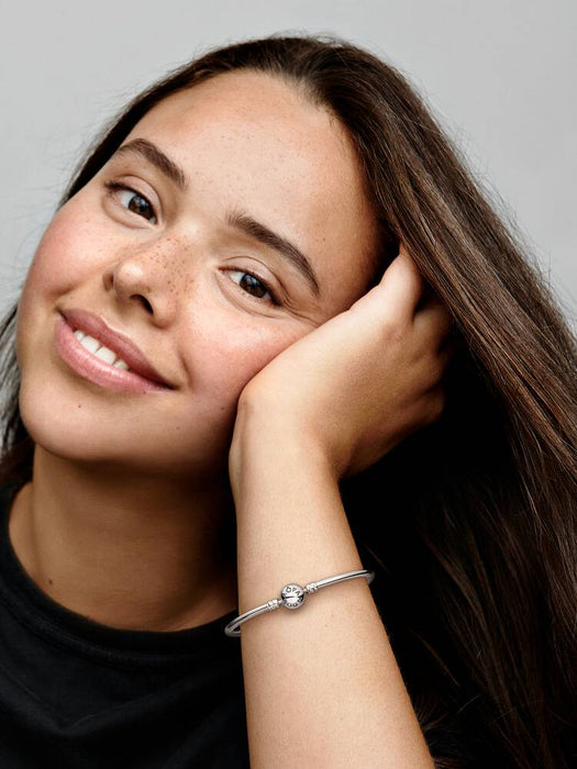 Pandora Logo Clasp Bangle Sterling Silver