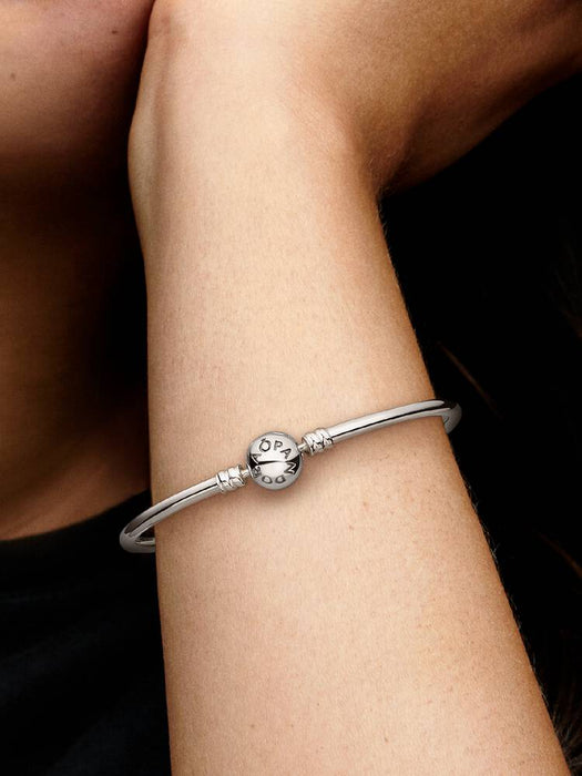 Pandora Logo Clasp Bangle Sterling Silver