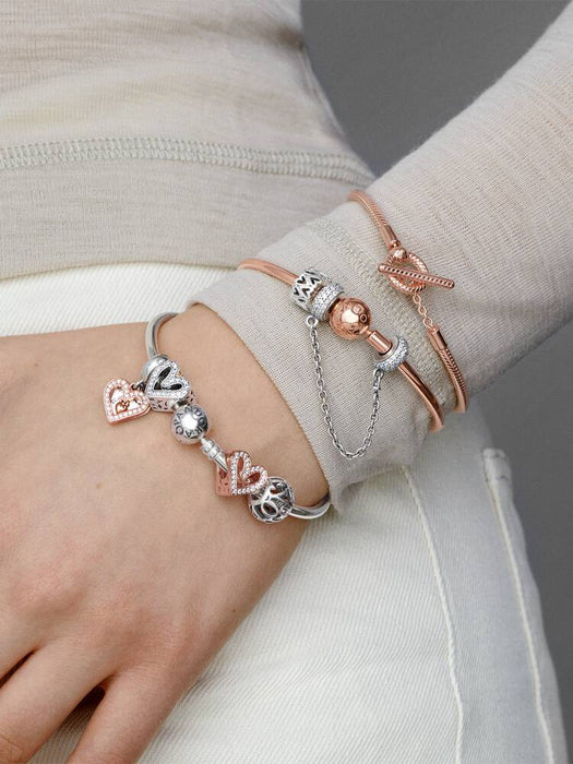 Pandora Logo Clasp Bangle Sterling Silver