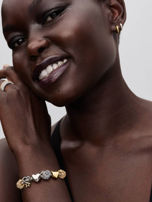 Pandora Lucky Star & Heart Charm 14k Gold Plating And Sterling Silver