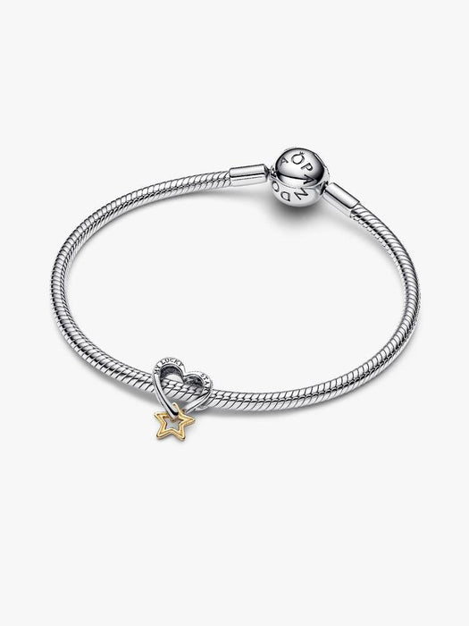 Pandora Lucky Star & Heart Charm 14k Gold Plating And Sterling Silver