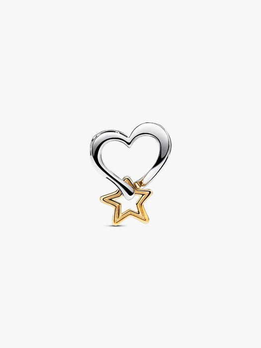 Pandora Lucky Star & Heart Charm 14k Gold Plating And Sterling Silver
