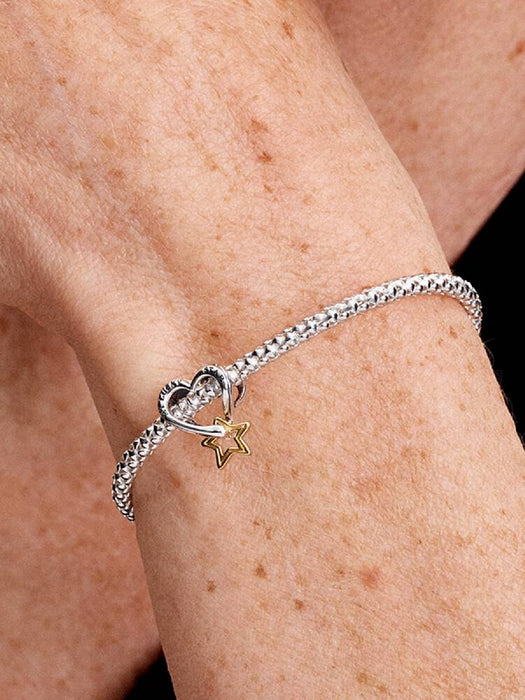 Pandora Lucky Star & Heart Charm 14k Gold Plating And Sterling Silver