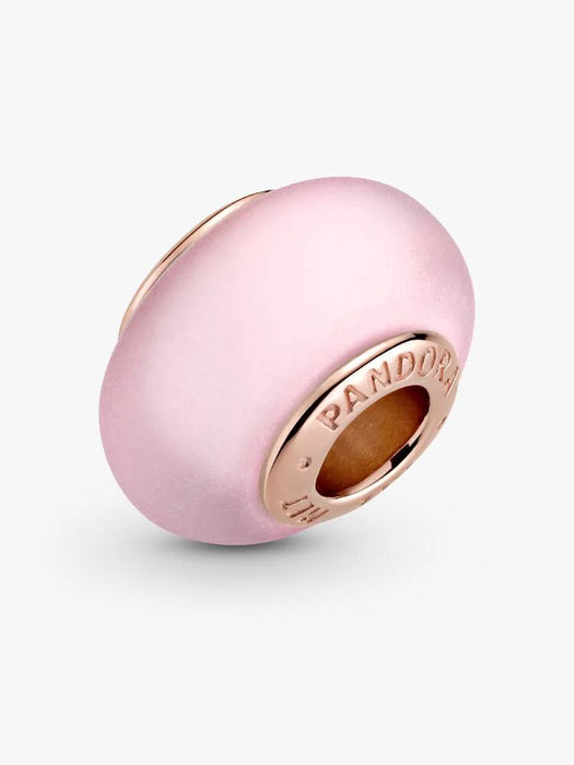 Pandora Matte Pink Murano Glass Charm 14k Rose Gold