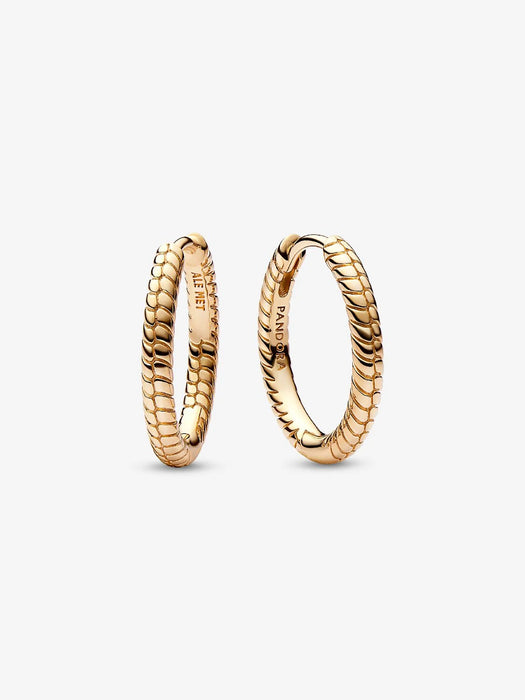 Pandora Moments Small Charm Hoop Earrings 14k Gold Plating