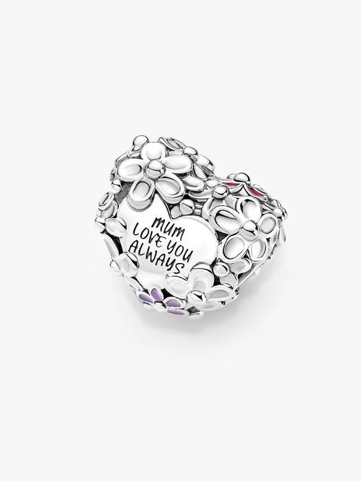 Pandora Mum Daisy Heart Charm Sterling Silver