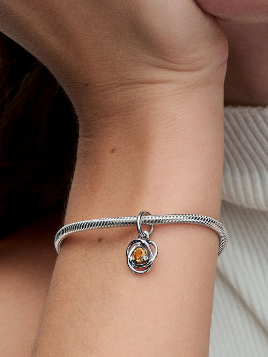 Pandora November Eternity Circle Dangle Charm Sterling Silver
