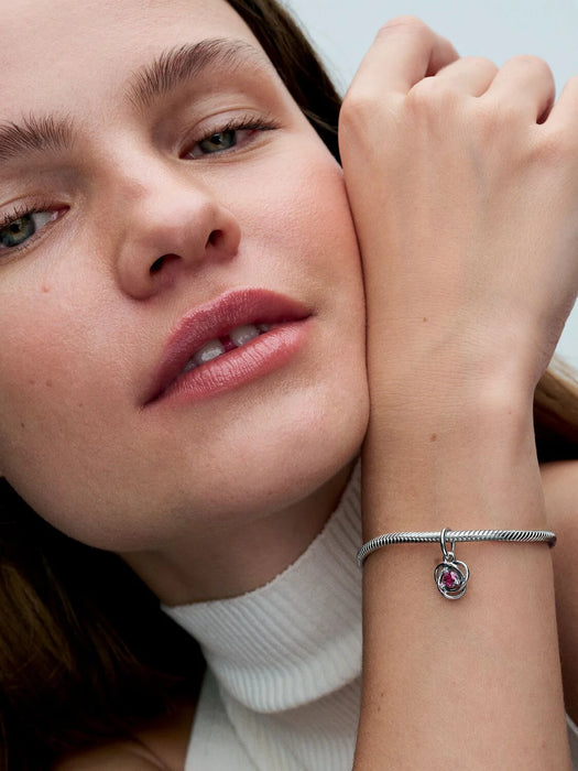 Pandora October Eternity Circle Dangle Charm Sterling Silver