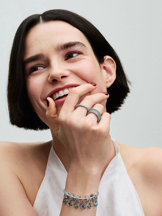 Pandora October Eternity Circle Dangle Charm Sterling Silver