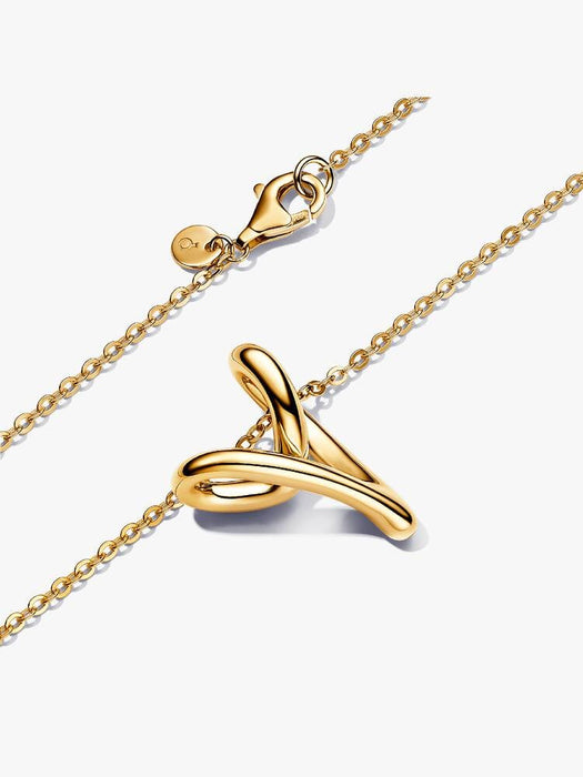 Pandora Organically Shaped Heart Pendant Necklace 14k Gold Plating