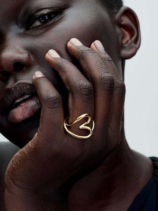 Pandora Organically Shaped Heart Ring 14k Gold Plating