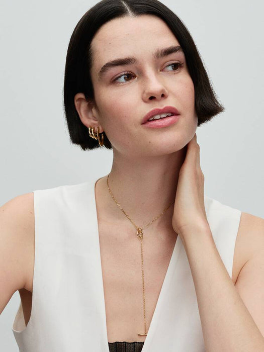 Pandora Organically Shaped Open Hoop Earrings 14k Gold Plating