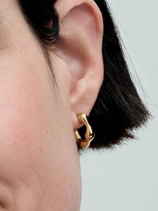 Pandora Organically Shaped Open Hoop Earrings 14k Gold Plating