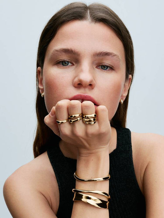 Pandora Organically Shaped Stacking Rings 14k Gold Plating