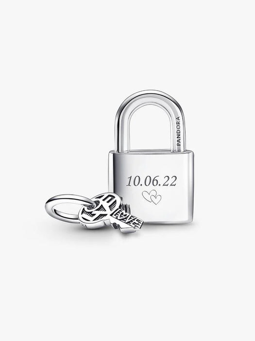 Pandora Padlock and Key Dangle Charm Sterling Silver