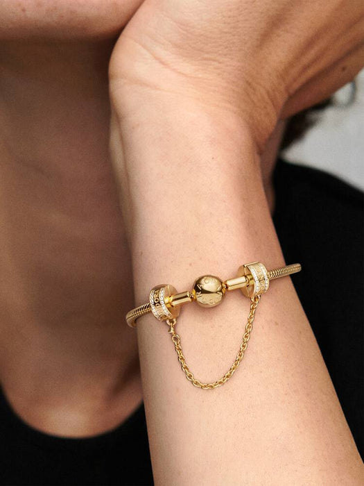 Pandora Pandora Logo Safety Chain Clip Charm 14k Gold Plating