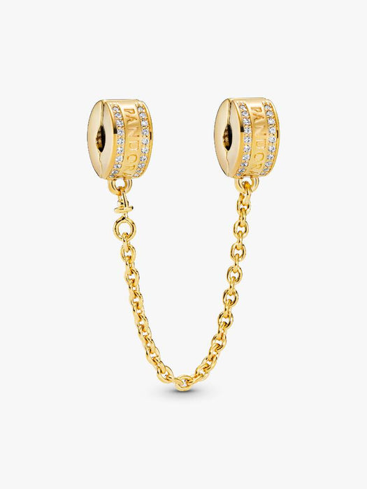 Pandora Pandora Logo Safety Chain Clip Charm 14k Gold Plating