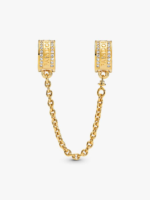 Pandora Pandora Logo Safety Chain Clip Charm 14k Gold Plating