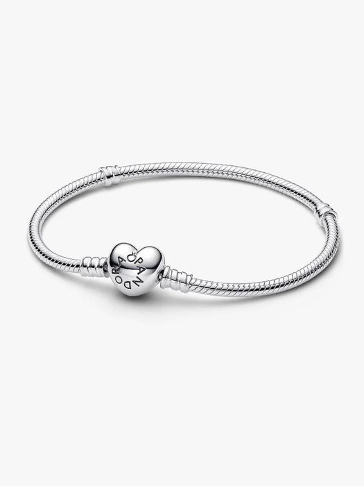 Pandora Moments Heart Clasp Snake Chain Bracelet Sterling Silver