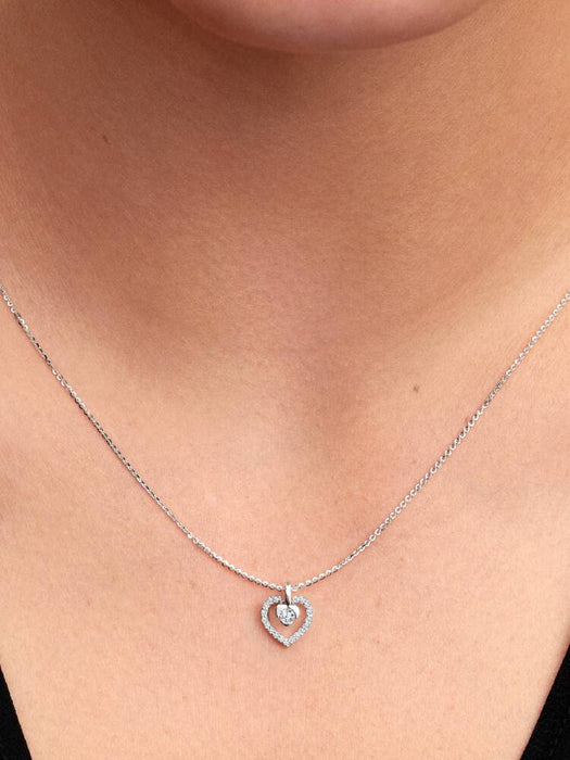 Pandora Pandora Talisman Sterling Silver Lab-Grown Diamond Heart Pendant Necklace Sterling Silver