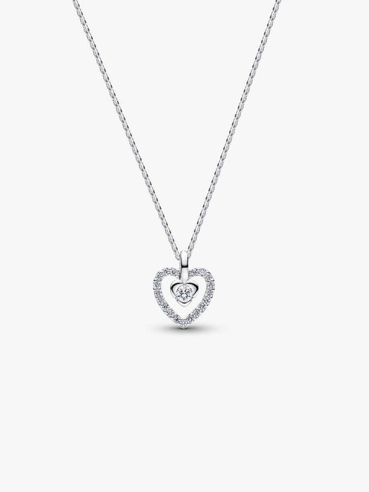Pandora Pandora Talisman Sterling Silver Lab-Grown Diamond Heart Pendant Necklace Sterling Silver