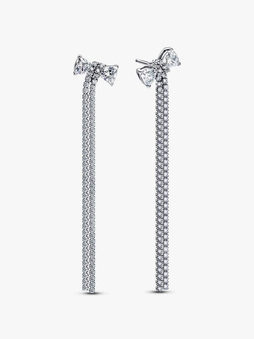 Pandora Pavé Bow Drop Earrings Sterling Silver