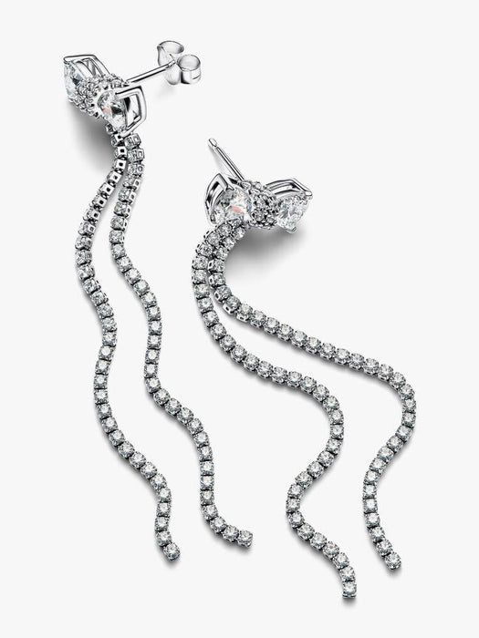 Pandora Pavé Bow Drop Earrings Sterling Silver