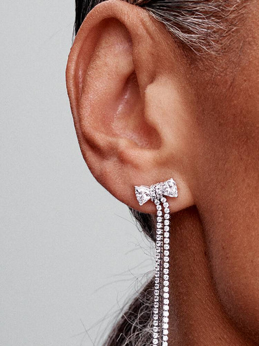 Pandora Pavé Bow Drop Earrings Sterling Silver