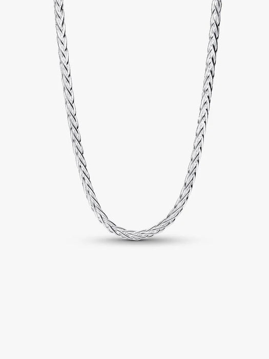 Pandora Pavé Clasp Foxtail Chain Charm Necklace Sterling Silver